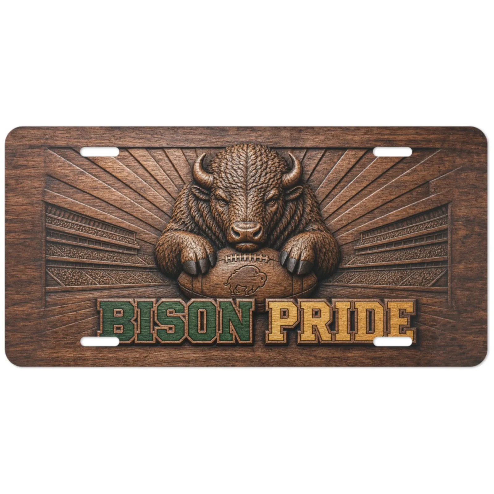 North Dakota State Bison License Plate Car Tag, Bison Pride Flat Print