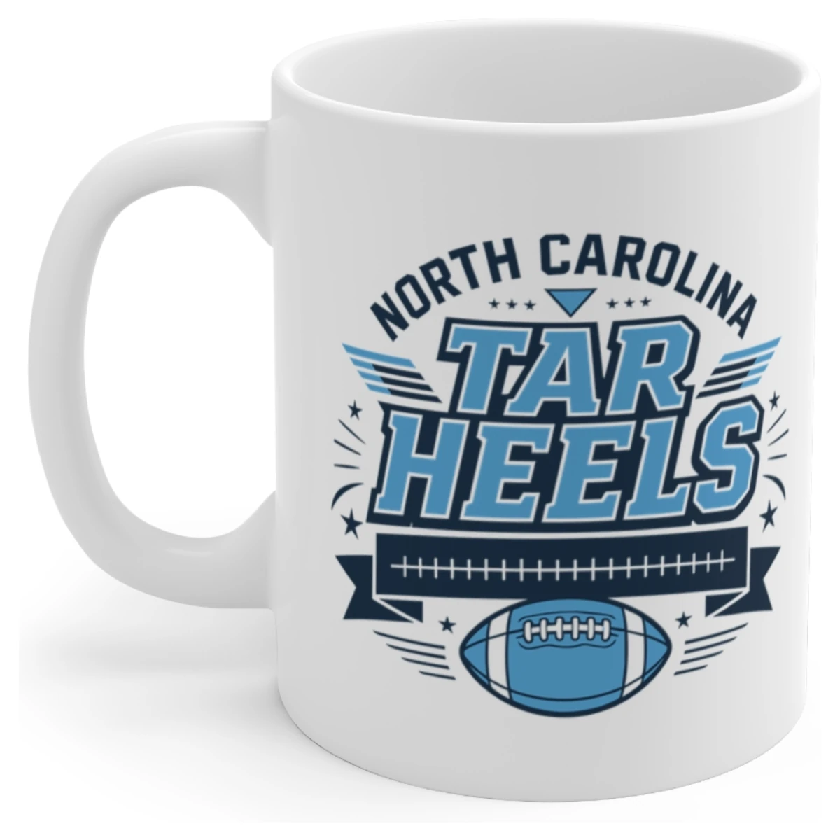 North Carolina Tar Heels Football 11 oz Ceramic Coffee Mug White