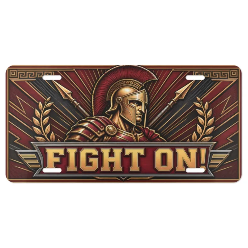 USC Trojans Fight On Decorative Aluminum License Plate Car Tag, 12 x 6 Inch