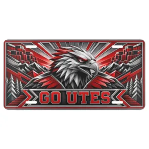 Go Utes Decorative Aluminum License Plate Car Tag, 12 x 6 Inch