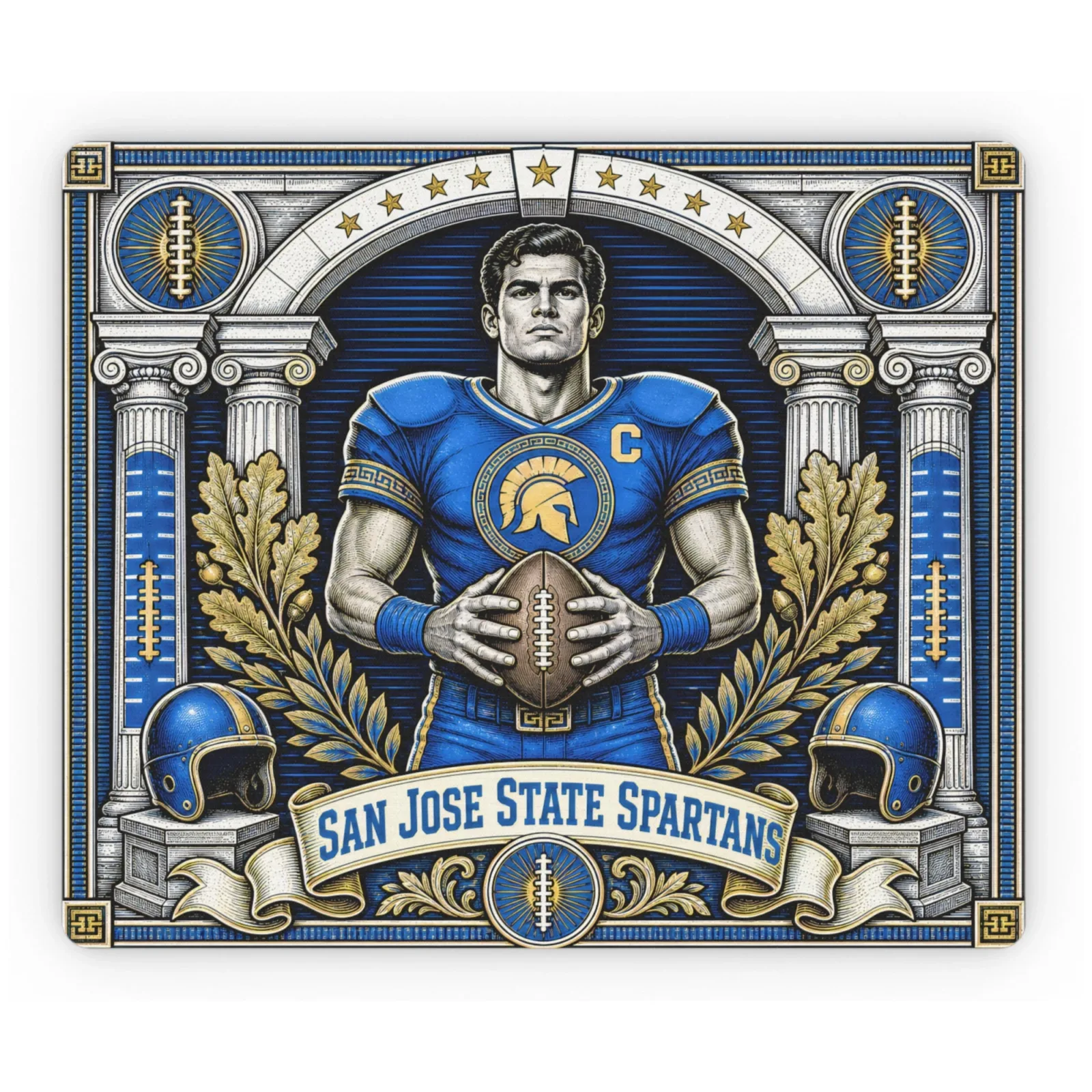 San Jose State Spartans Mouse Pad, Vintage Football Player Desk Mat
