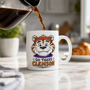 Clemson Tigers Go Tigers 11oz White Ceramic Coffee Mug Game Day Cup