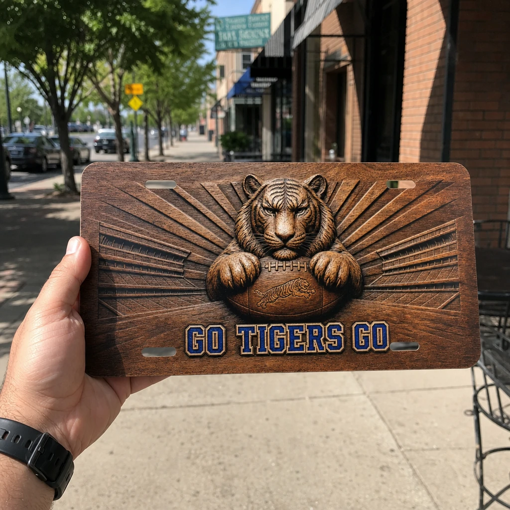 Memphis Tigers License Plate Car Tag, Go Tigers Go Football Flat Print
