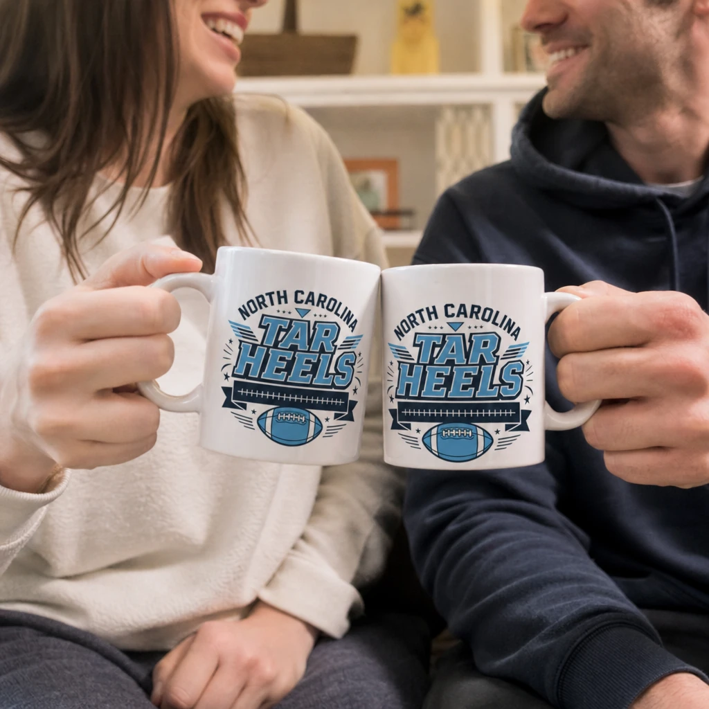 North Carolina Tar Heels Football 11 oz Ceramic Coffee Mug White