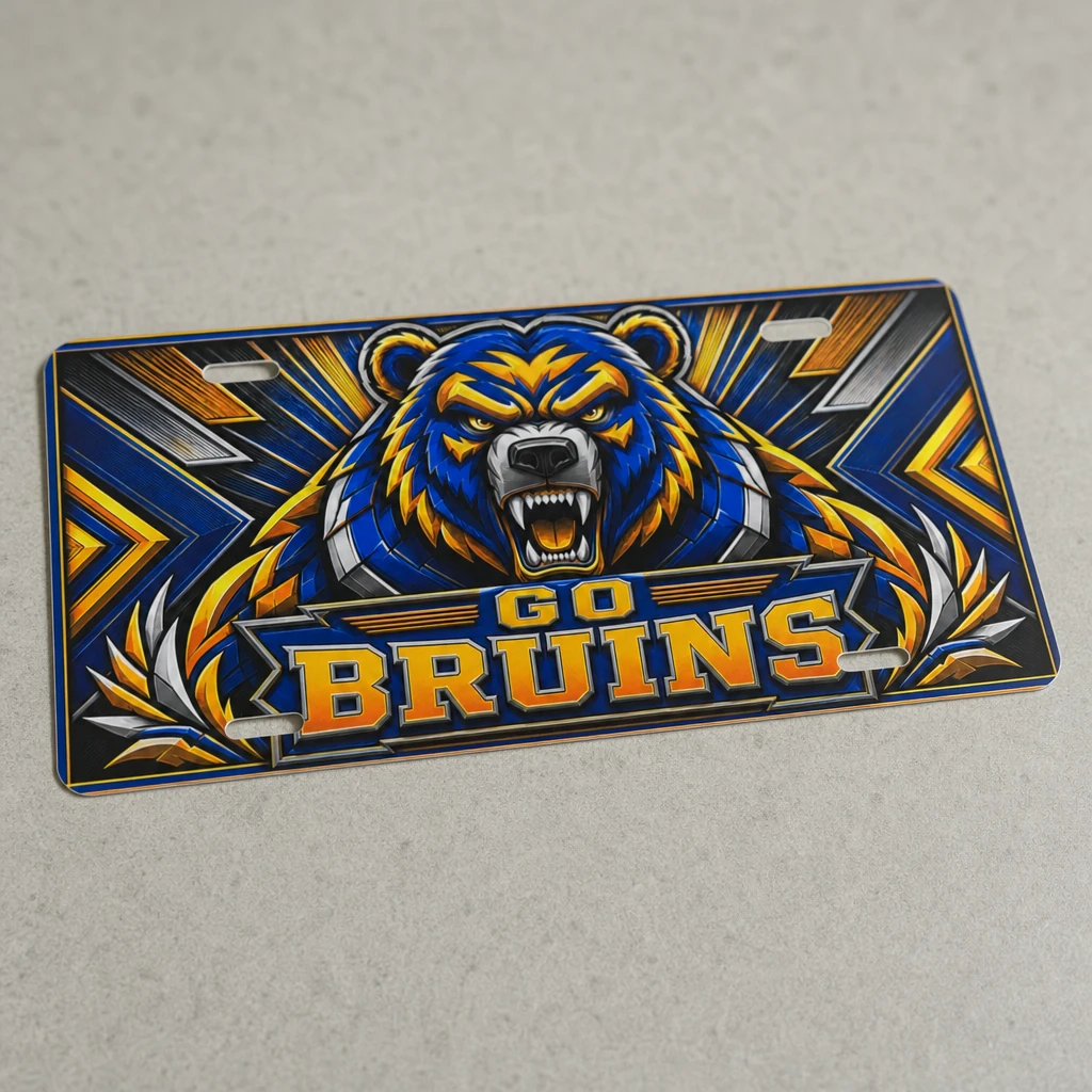 UCLA Bruins Go Bruins Decorative Aluminum License Plate Car Tag, 12 x 6 Inch