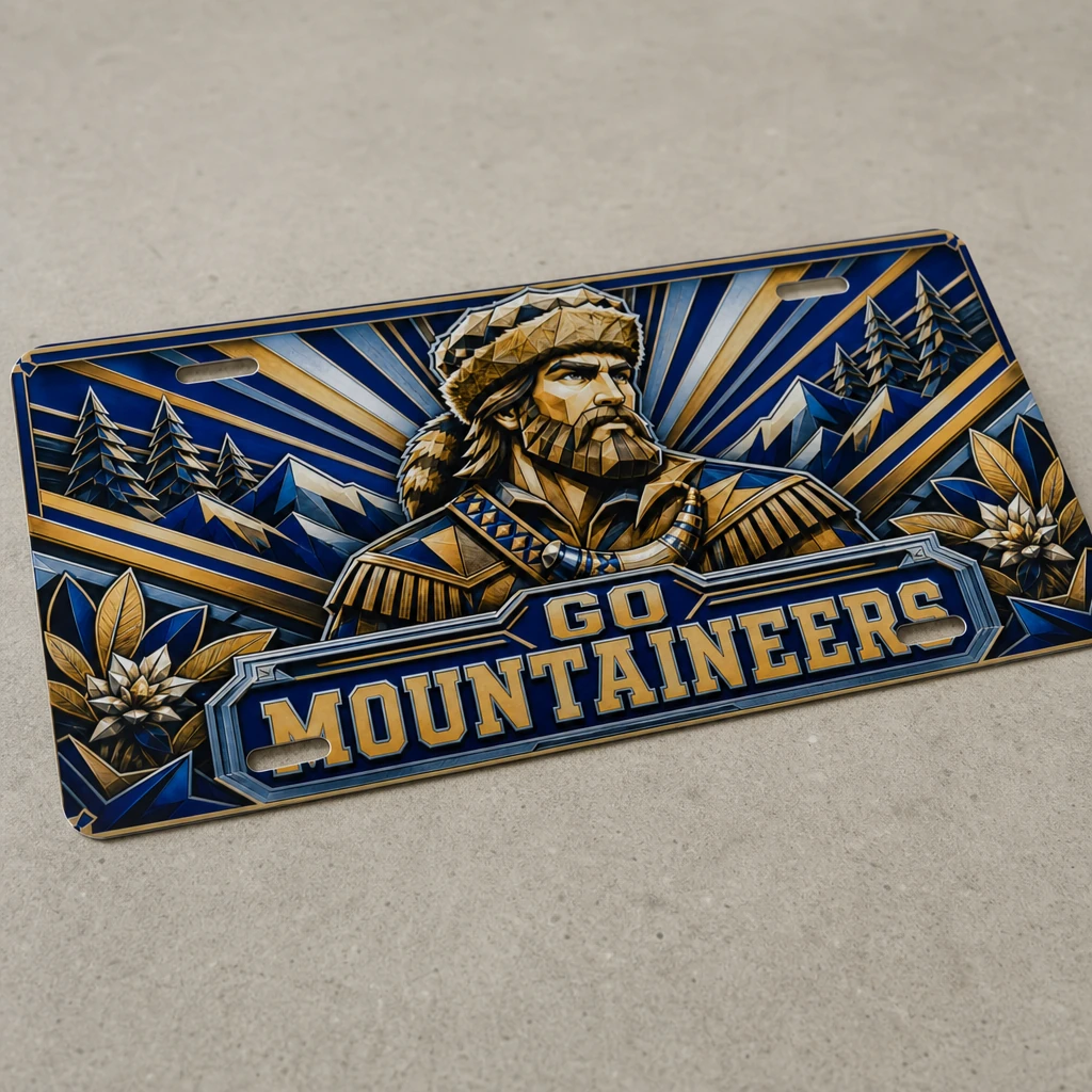Go Mountaineers Decorative Aluminum License Plate Car Tag, 12 x 6 Inch
