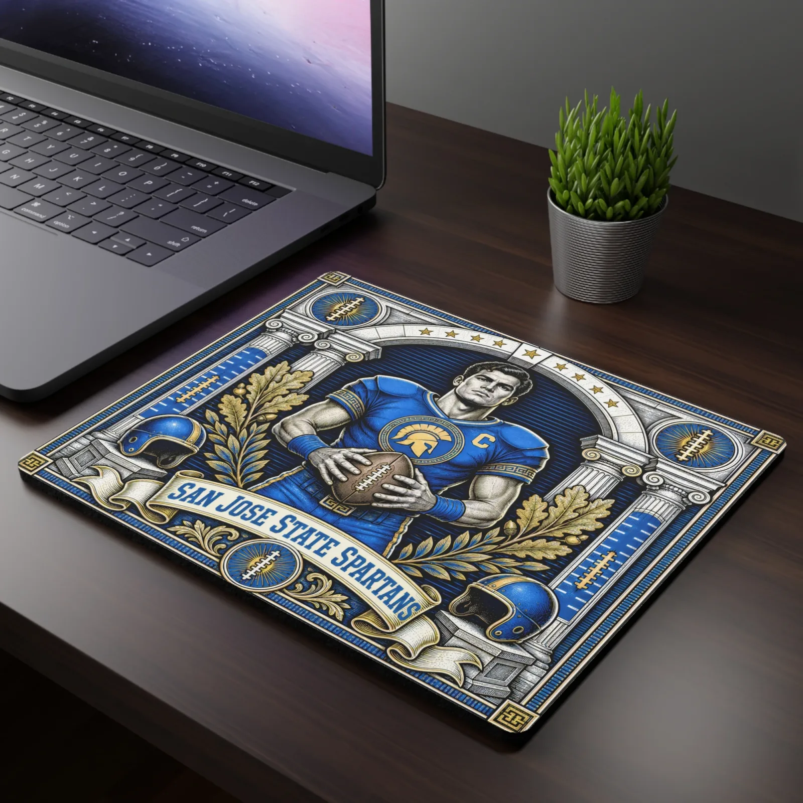 San Jose State Spartans Mouse Pad, Vintage Football Player Desk Mat