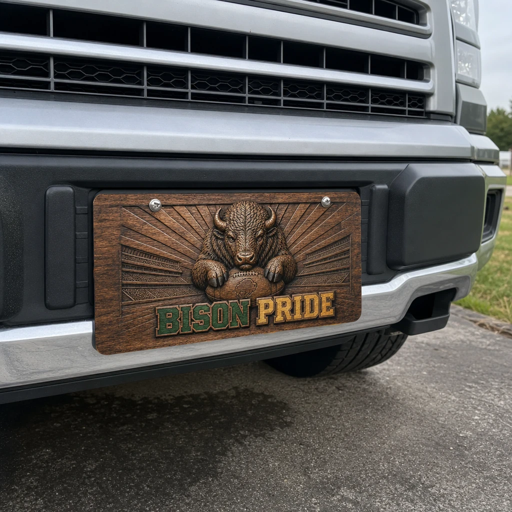 North Dakota State Bison License Plate Car Tag, Bison Pride Flat Print