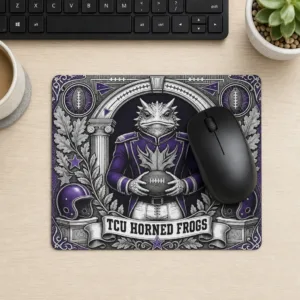 TCU Horned Frogs Mouse Pad, Purple Football Mascot Desk Accessory 9.4 x 7.9 Inch