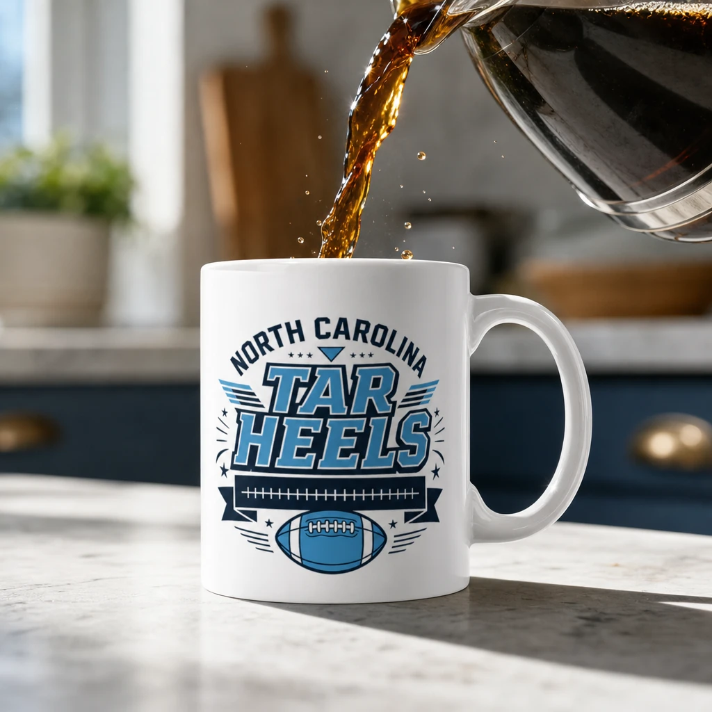 North Carolina Tar Heels Football 11 oz Ceramic Coffee Mug White