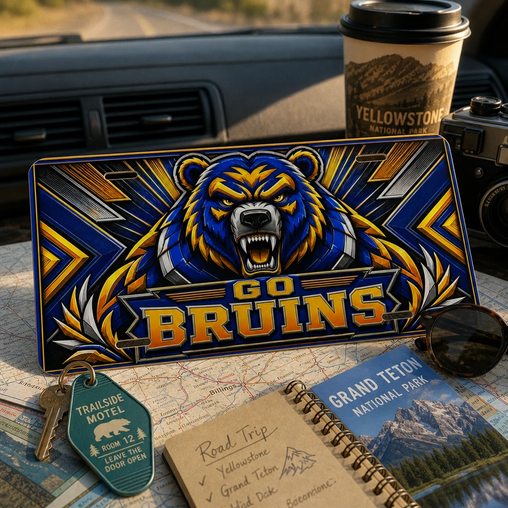 UCLA Bruins Go Bruins Decorative Aluminum License Plate Car Tag, 12 x 6 Inch