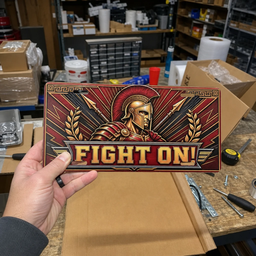 USC Trojans Fight On Decorative Aluminum License Plate Car Tag, 12 x 6 Inch