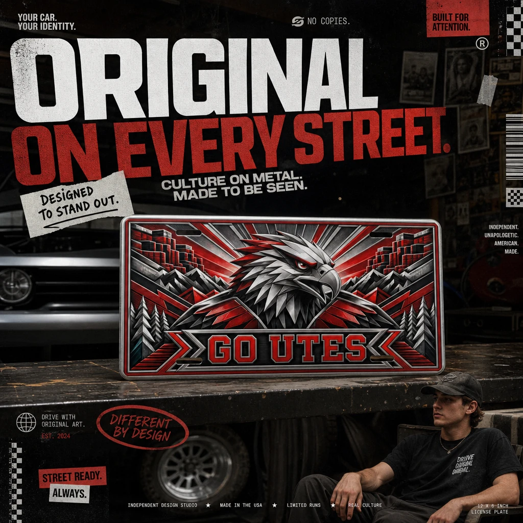 Go Utes Decorative Aluminum License Plate Car Tag, 12 x 6 Inch