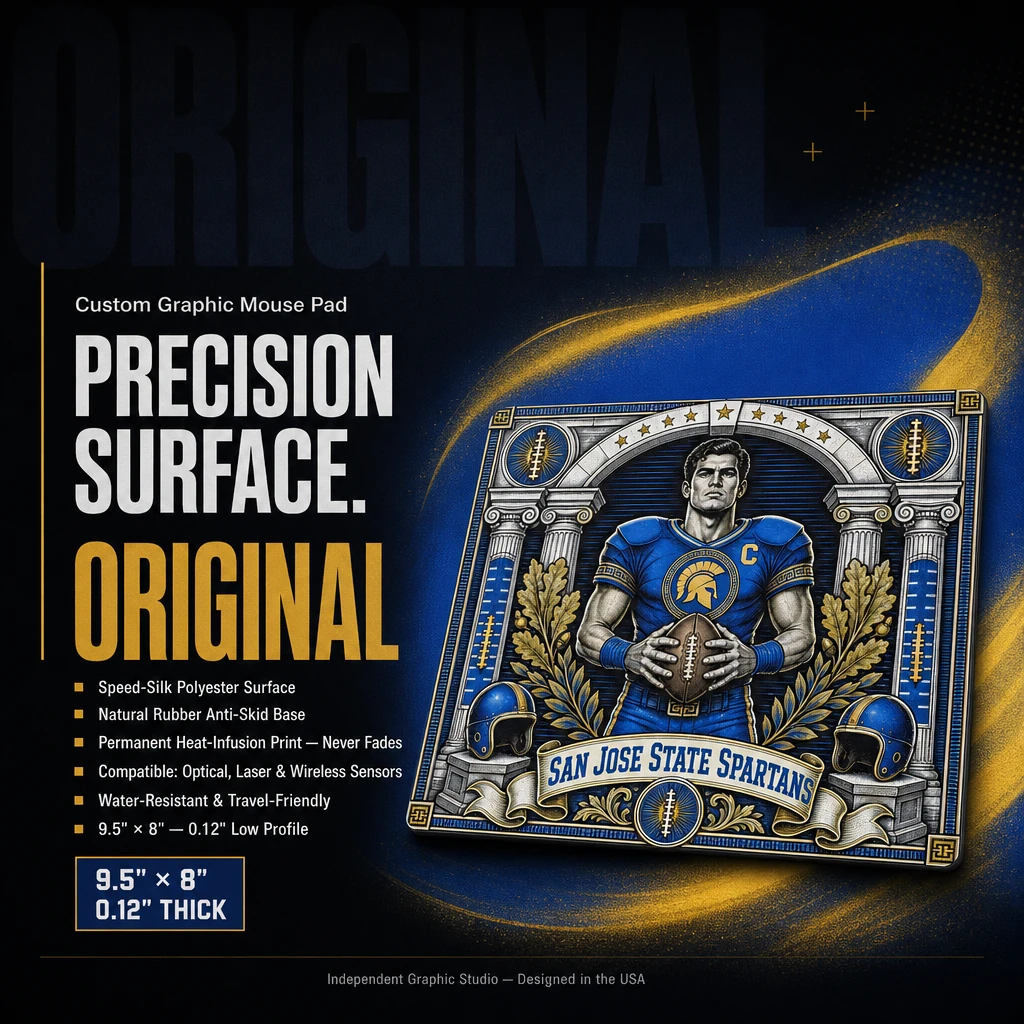 San Jose State Spartans Mouse Pad, Vintage Football Player Desk Mat