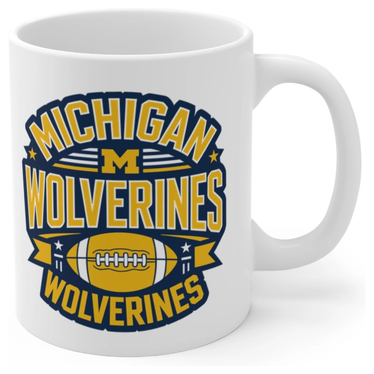 Michigan Wolverines Football 11 oz Ceramic Coffee Mug, White Fan Cup