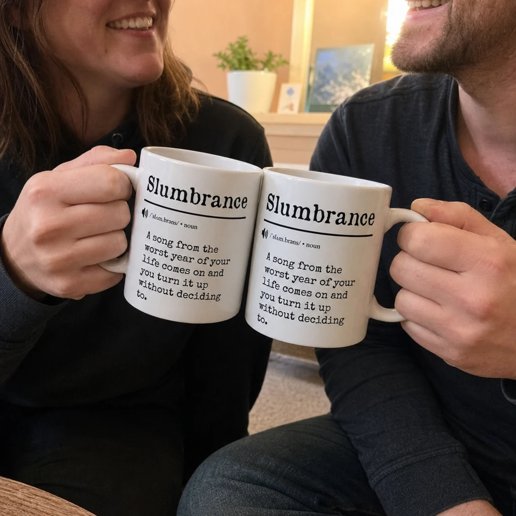 Slumbrance Definition Coffee Mug, Funny Made-Up Word Nostalgic Music Ceramic Cup
