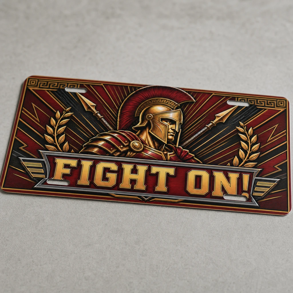 USC Trojans Fight On Decorative Aluminum License Plate Car Tag, 12 x 6 Inch