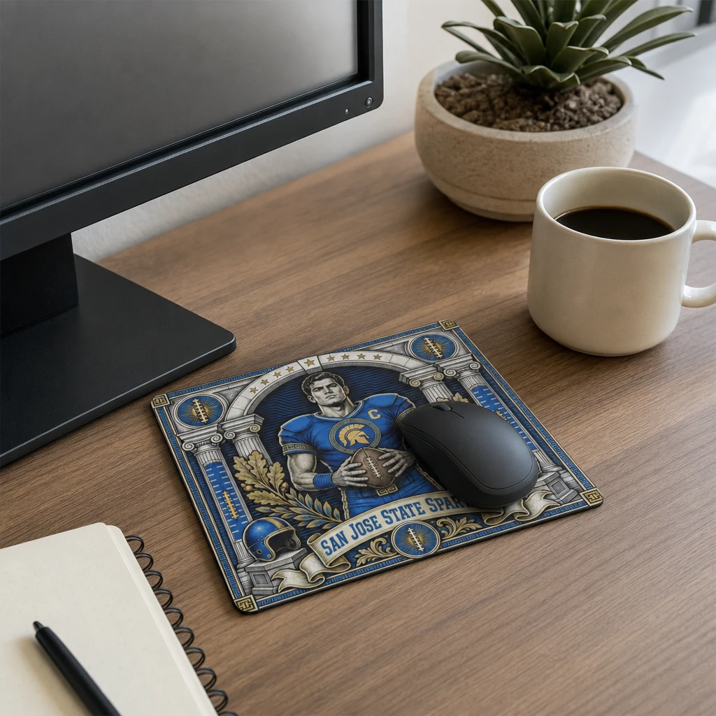 San Jose State Spartans Mouse Pad, Vintage Football Player Desk Mat