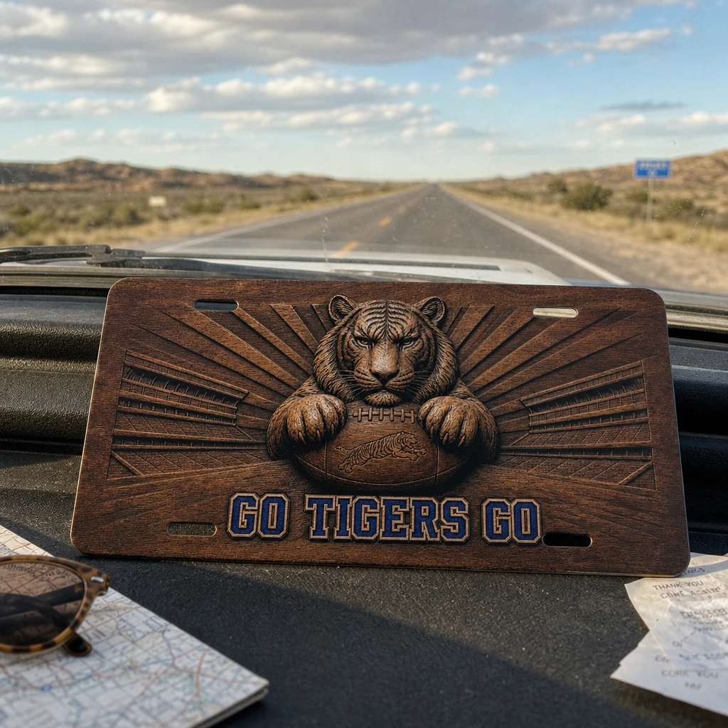 Memphis Tigers License Plate Car Tag, Go Tigers Go Football Flat Print