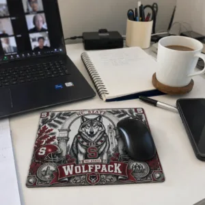 NC State Wolfpack Mouse Pad, Engraved Wolf Mascot Desk Mat