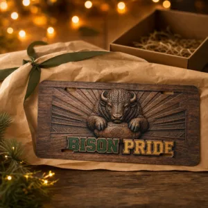 North Dakota State Bison License Plate Car Tag, Bison Pride Flat Print
