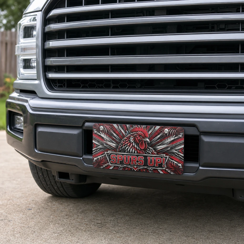 South Carolina Gamecocks Car Tag, Spurs Up Rooster Aluminum Plate