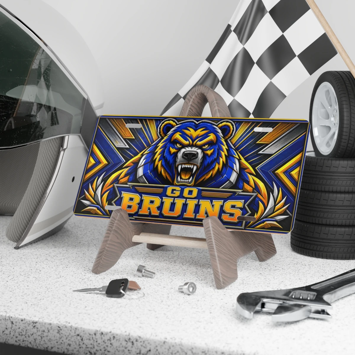 UCLA Bruins Go Bruins Decorative Aluminum License Plate Car Tag, 12 x 6 Inch