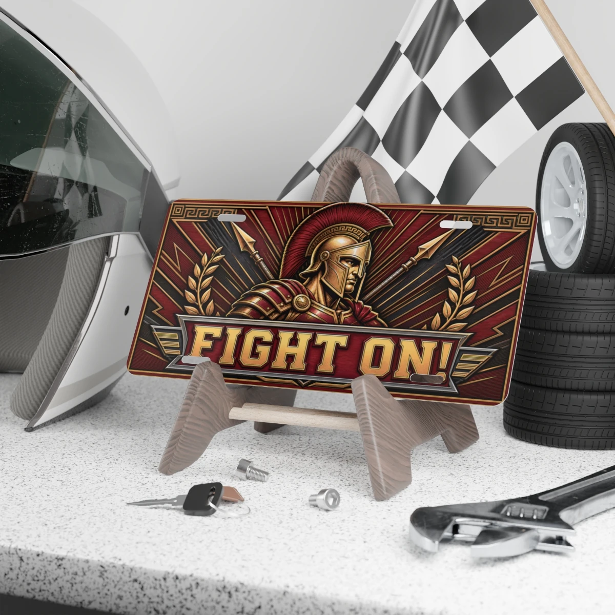 USC Trojans Fight On Decorative Aluminum License Plate Car Tag, 12 x 6 Inch