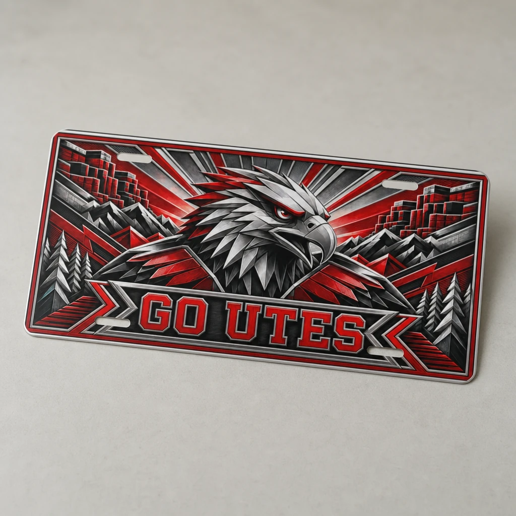 Go Utes Decorative Aluminum License Plate Car Tag, 12 x 6 Inch