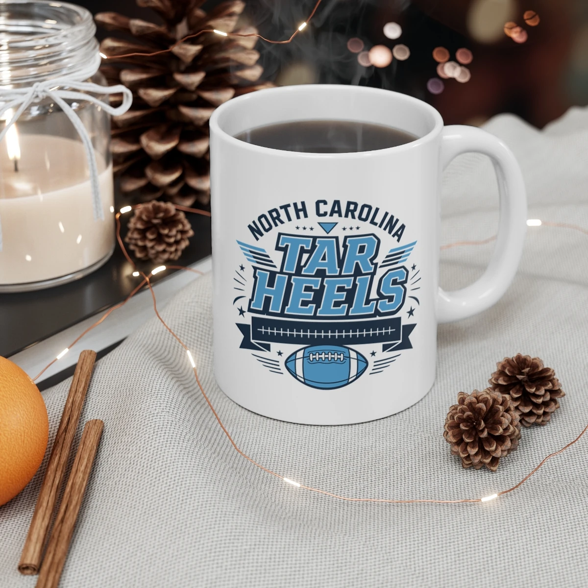 North Carolina Tar Heels Football 11 oz Ceramic Coffee Mug White