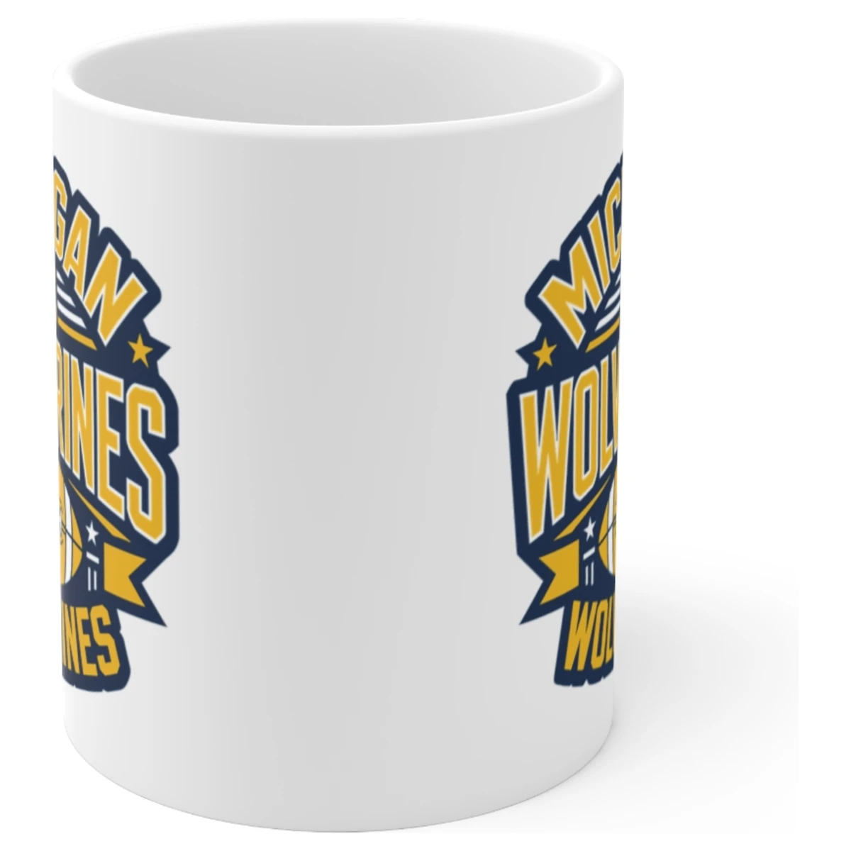 Michigan Wolverines Football 11 oz Ceramic Coffee Mug, White Fan Cup