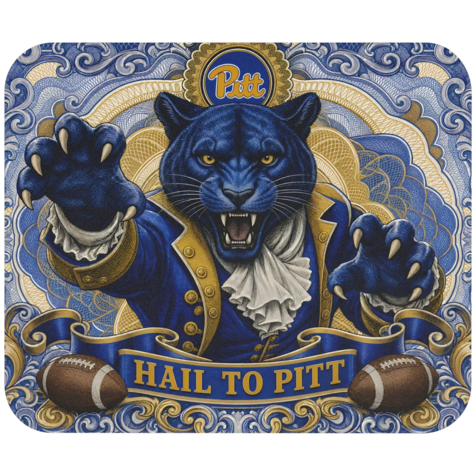 Pittsburgh Panthers Hail to Pitt Mouse Pad, Non-Slip Panther Football Desk Mat