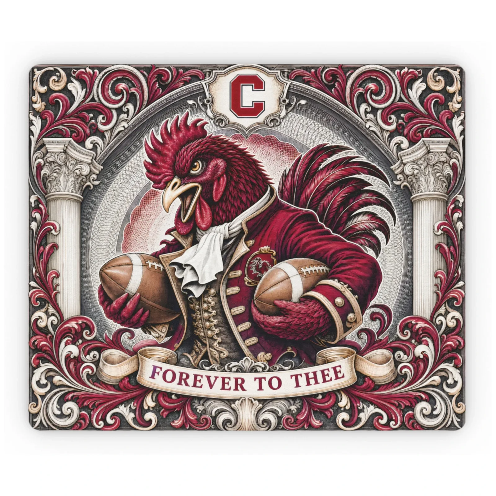 South Carolina Gamecocks Mouse Pad, Forever To Thee Football Rooster Desk Mat