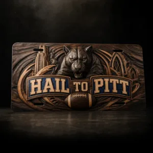 Pittsburgh Panthers Hail to Pitt Decorative Aluminum License Plate, 12 x 6 Inch