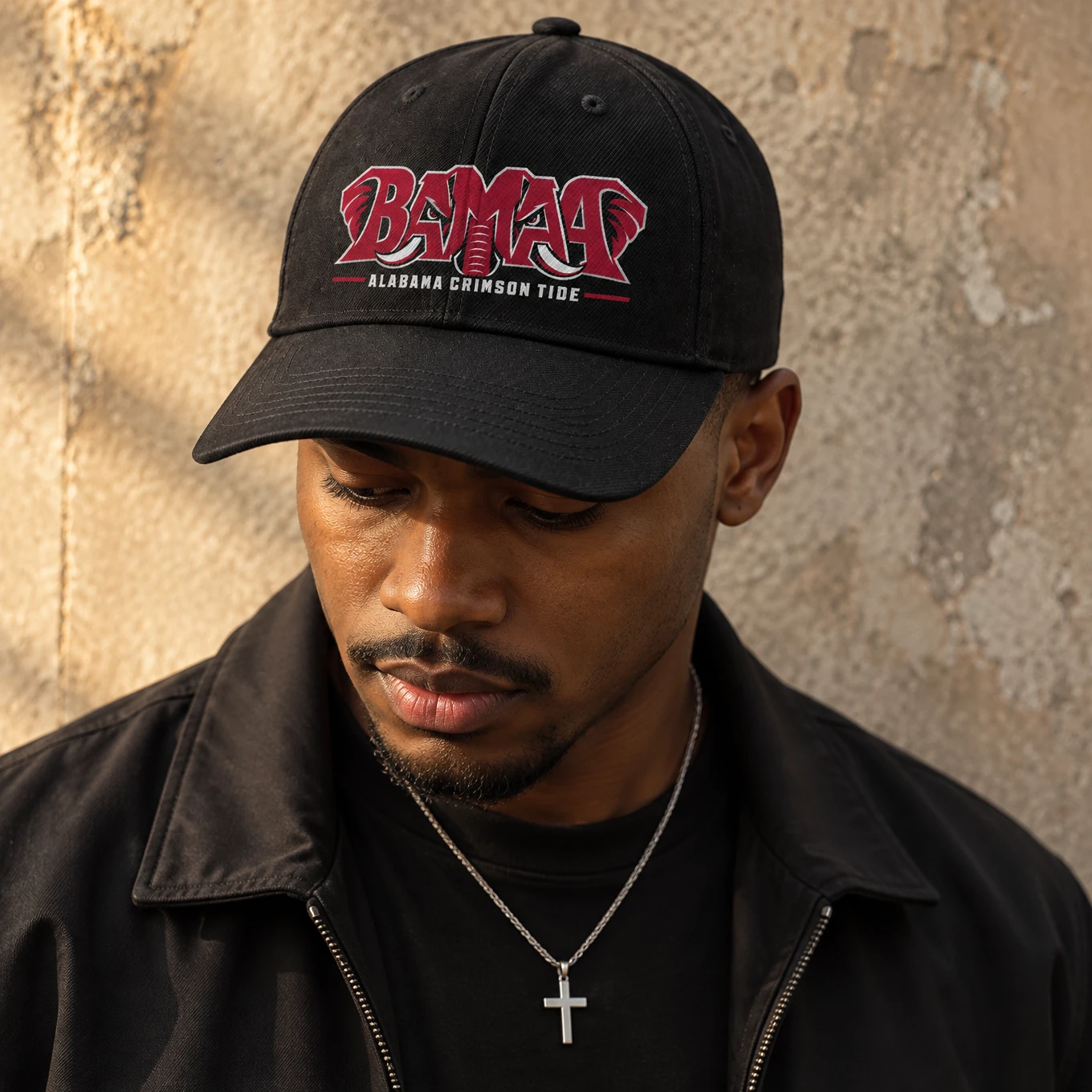 Alabama Crimson Tide BAMA Elephant Graphic Black Adjustable Baseball Cap