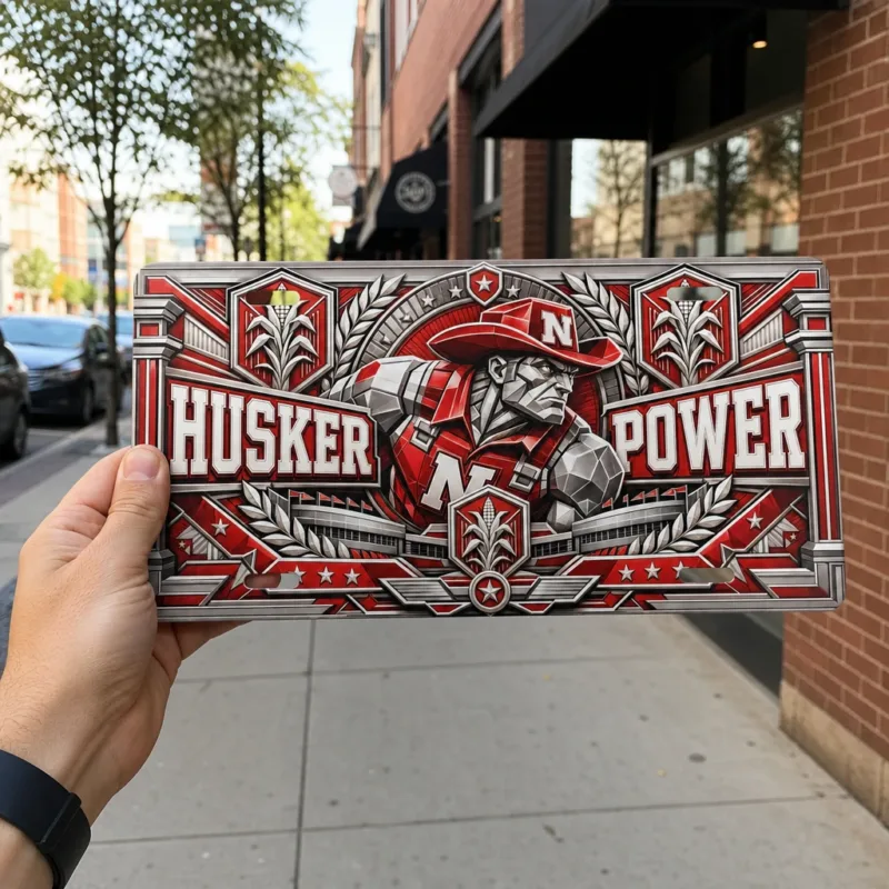 Nebraska Cornhuskers License Plate, Husker Power Metal Car Tag 12x6 Vanity Auto Tag