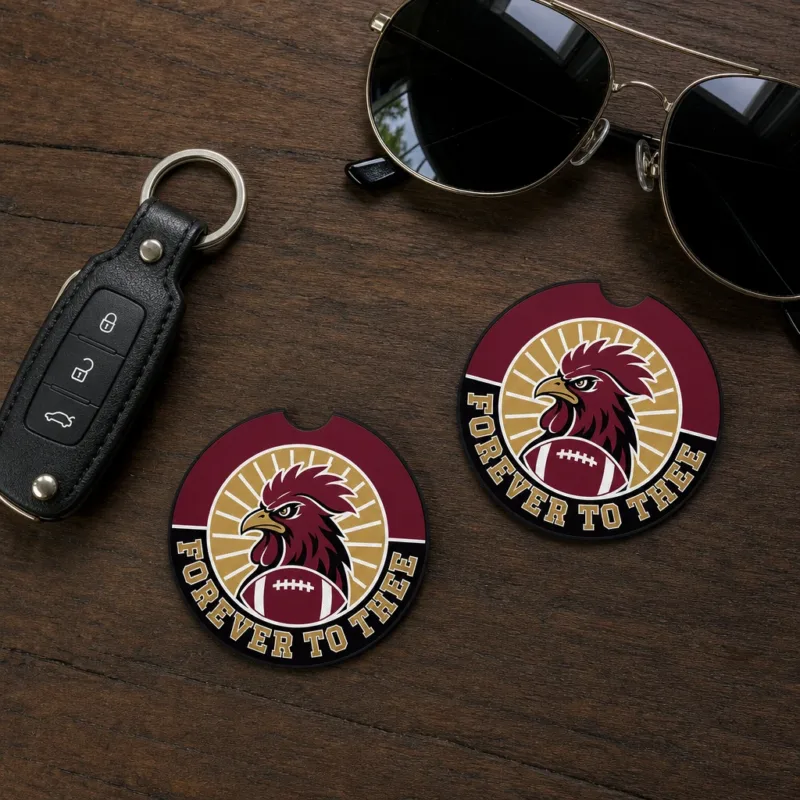 South Carolina Gamecocks Car Coasters Set of 2, Forever To Thee Football