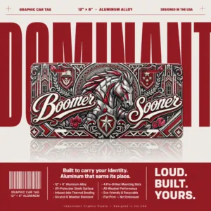 Oklahoma Sooners Boomer Sooner Aluminum License Plate Car Tag 12x6 In