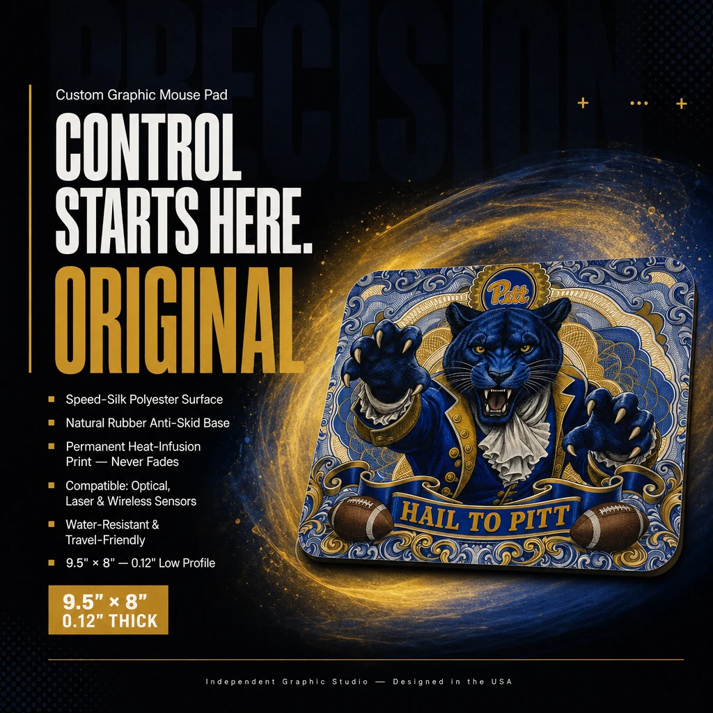 Pittsburgh Panthers Hail to Pitt Mouse Pad, Non-Slip Panther Football Desk Mat