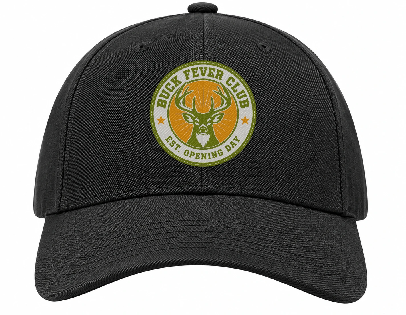 Buck Fever Club Hat, Whitetail Deer Hunting Black Low Profile Cap with Adjustable Buckle