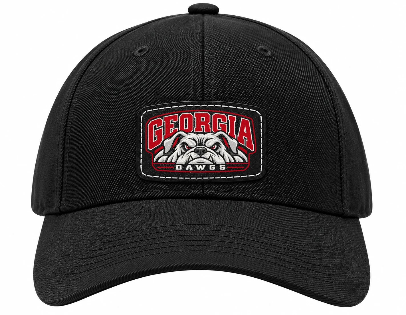 Georgia Bulldogs Low Profile Baseball Cap, Leatherette Patch Dad Hat