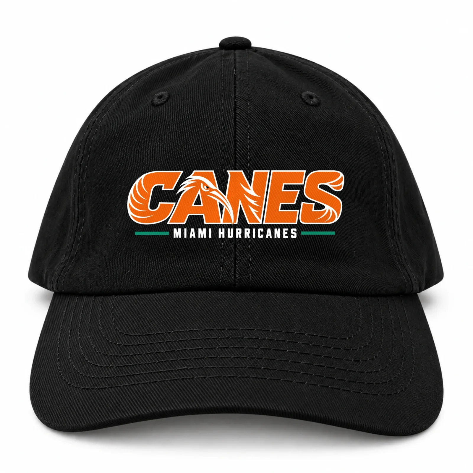 Miami Hurricanes Canes Washed Cotton Baseball Cap, Game Day Fan Dad Hat