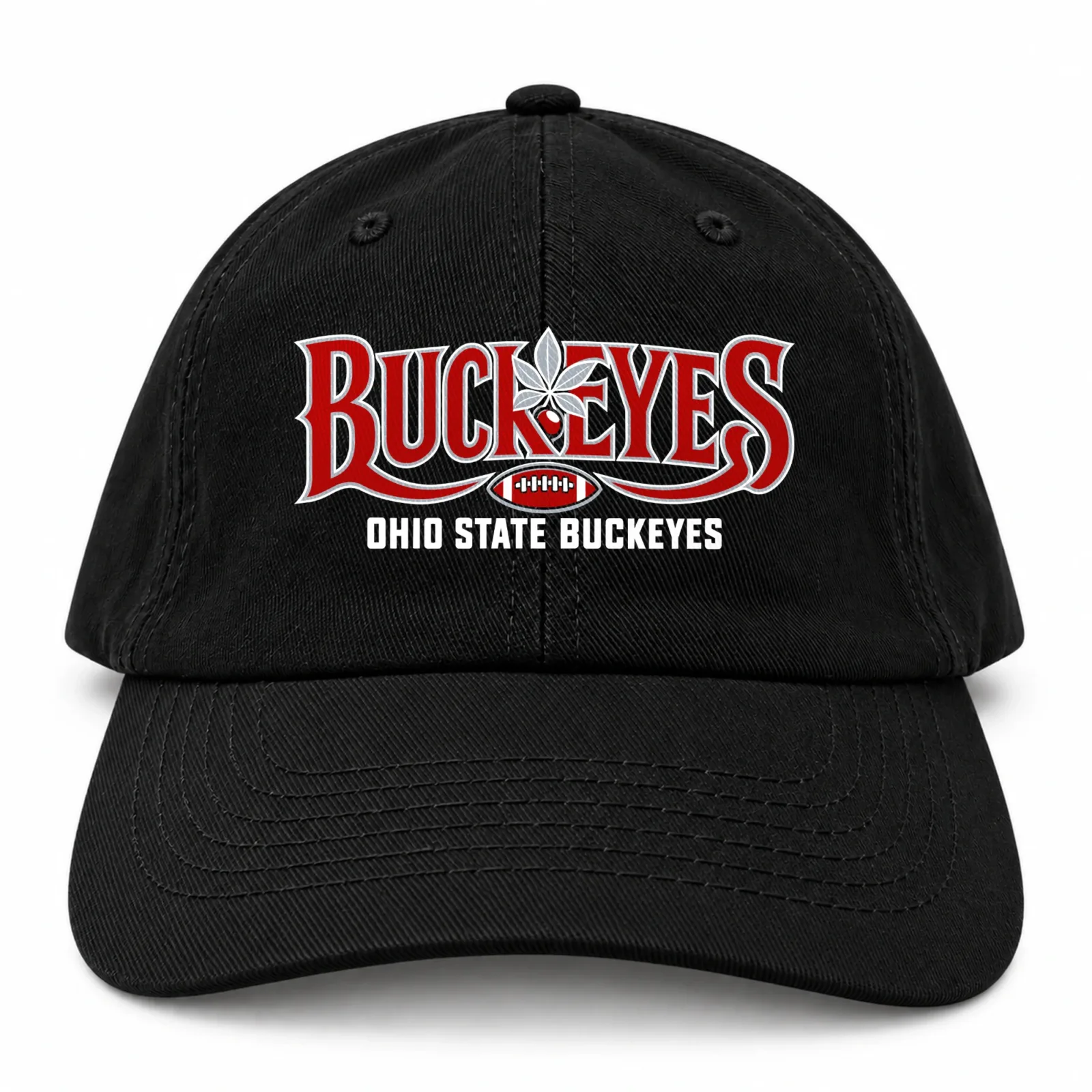 Ohio State Buckeyes Baseball Cap Black Flat Print Leaf Football Adjustable