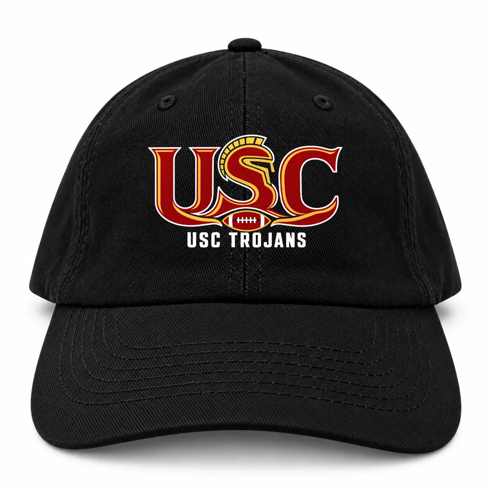 USC Trojans Baseball Cap - Black Washed Cotton Dad Hat