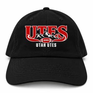 Utah Utes Baseball Cap Black Flat Print Mountain Football Adjustable