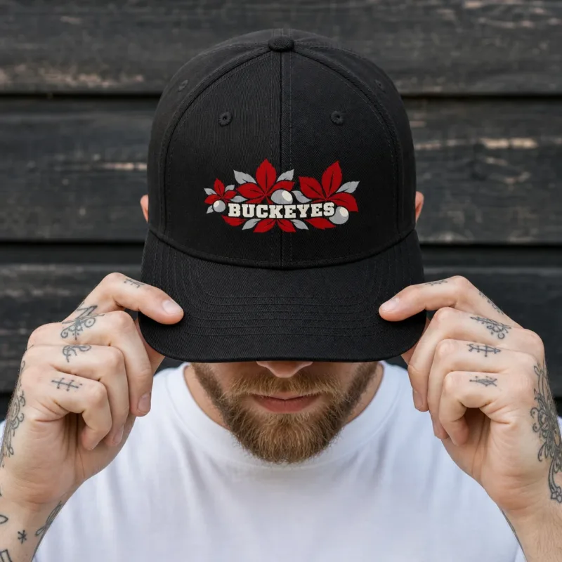 Ohio State Buckeyes Cap - Black Baseball Cap, Flat DTF Print, Not Embroidered or a Patch