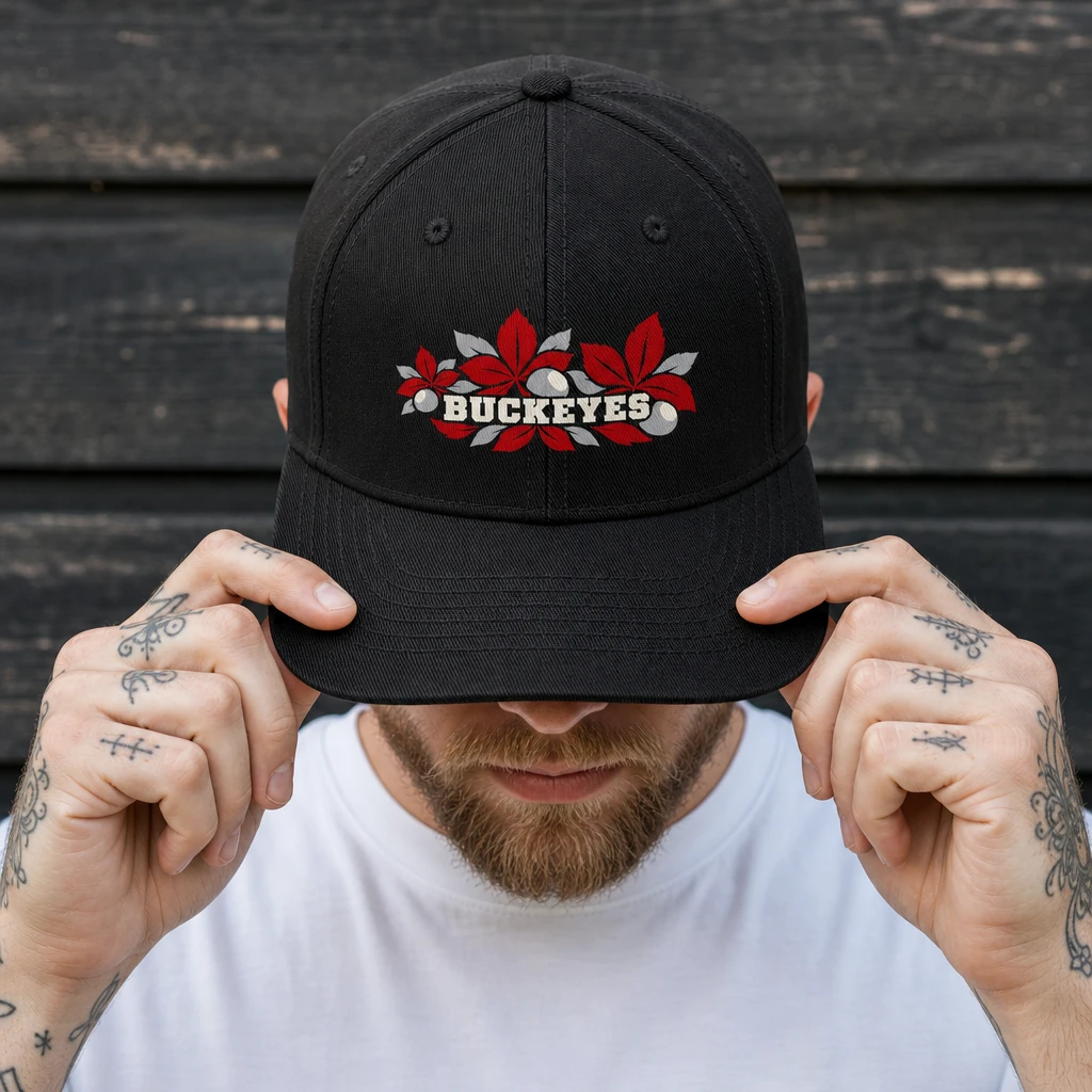 Ohio State Buckeyes Cap - Black Baseball Cap, Flat DTF Print, Not Embroidered or a Patch