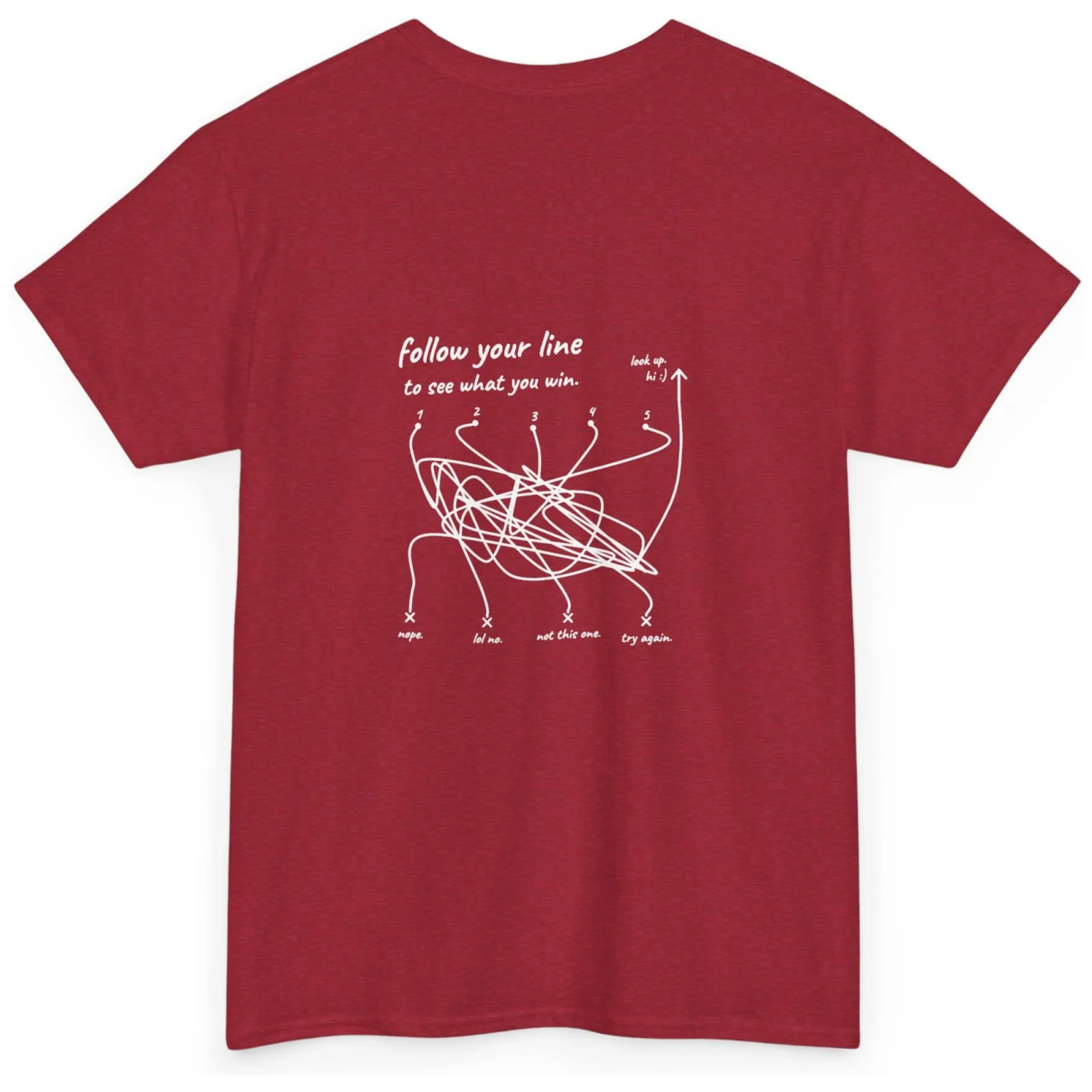 Funny Maze Graphic Tee - 100% Cotton Unisex - Antique Cherry Red