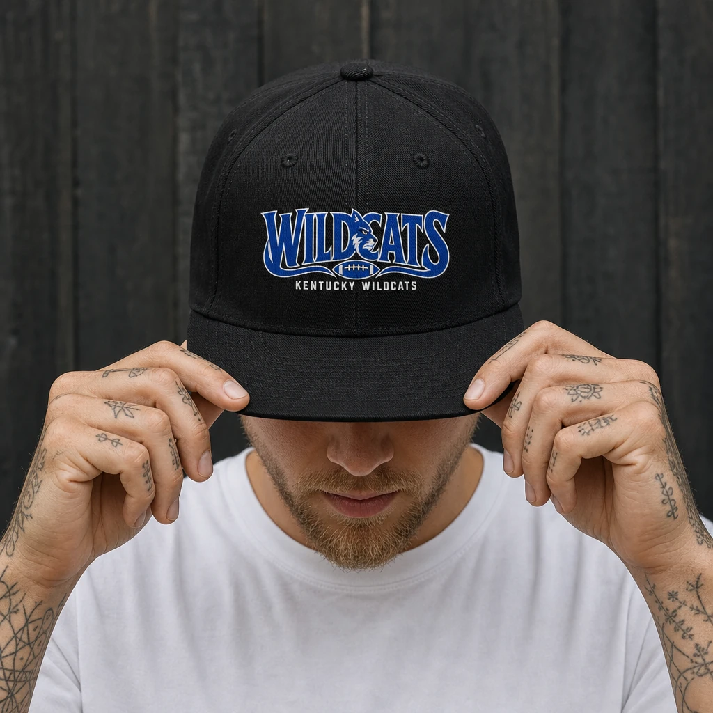 Kentucky Wildcats Baseball Cap Black Flat Print Football Adjustable