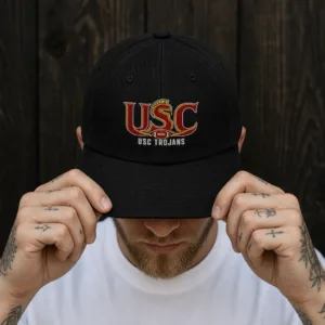 USC Trojans Baseball Cap - Black Washed Cotton Dad Hat